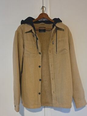 Tony Hawk Tan Sherpa-Lined Hooded Shirt Jacket